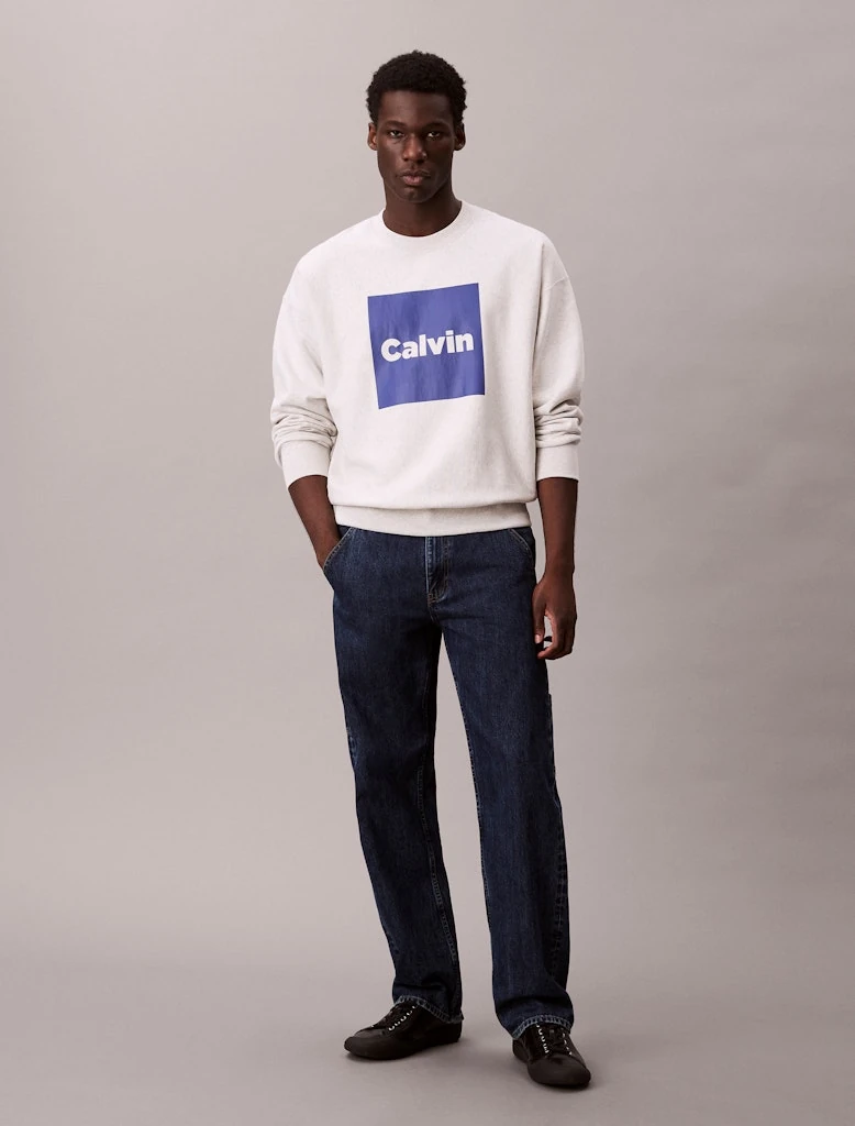 Calvin Klein Erkek Beyaz O Yaka Sweatshirt