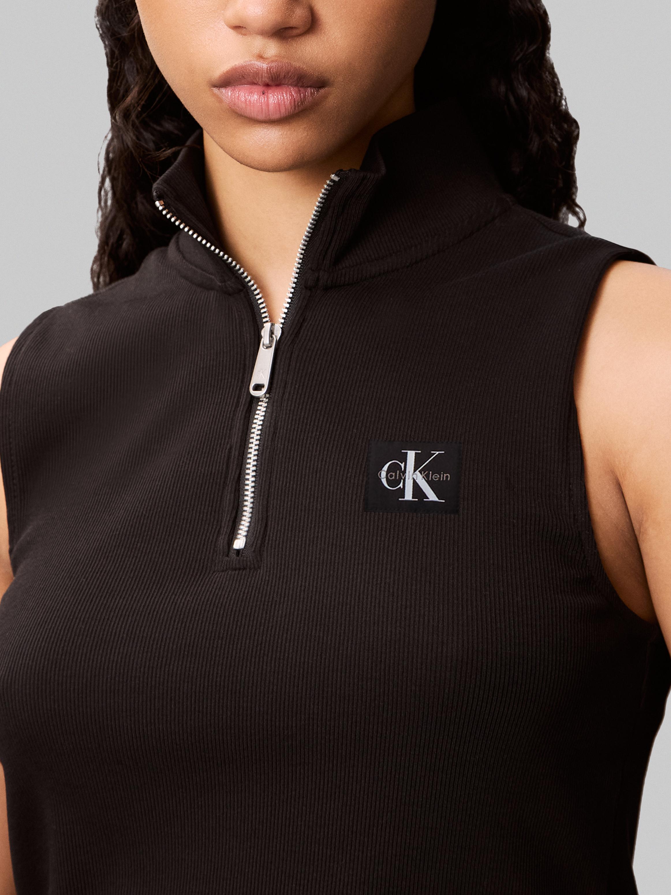 Calvin Klein Kadın Siyah Atlet Fermuarlı T Shirt