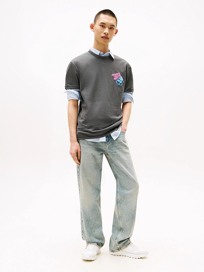Tommy Hilfiger Erkek Siyah Yuvarlak Yaka T-Shirt