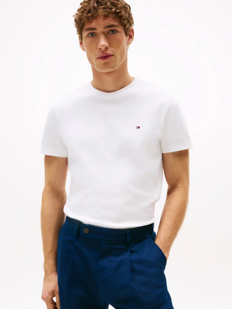 Tommy Hilfiger Erkek Beyaz Pamuk O Yaka T-Shirt