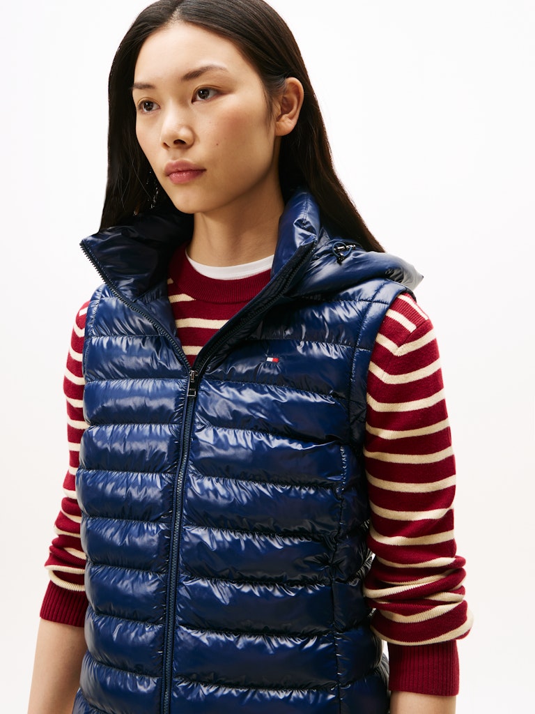 Tommy Hilfiger Kadın Lacivert Padded Kapşonlu Yelek