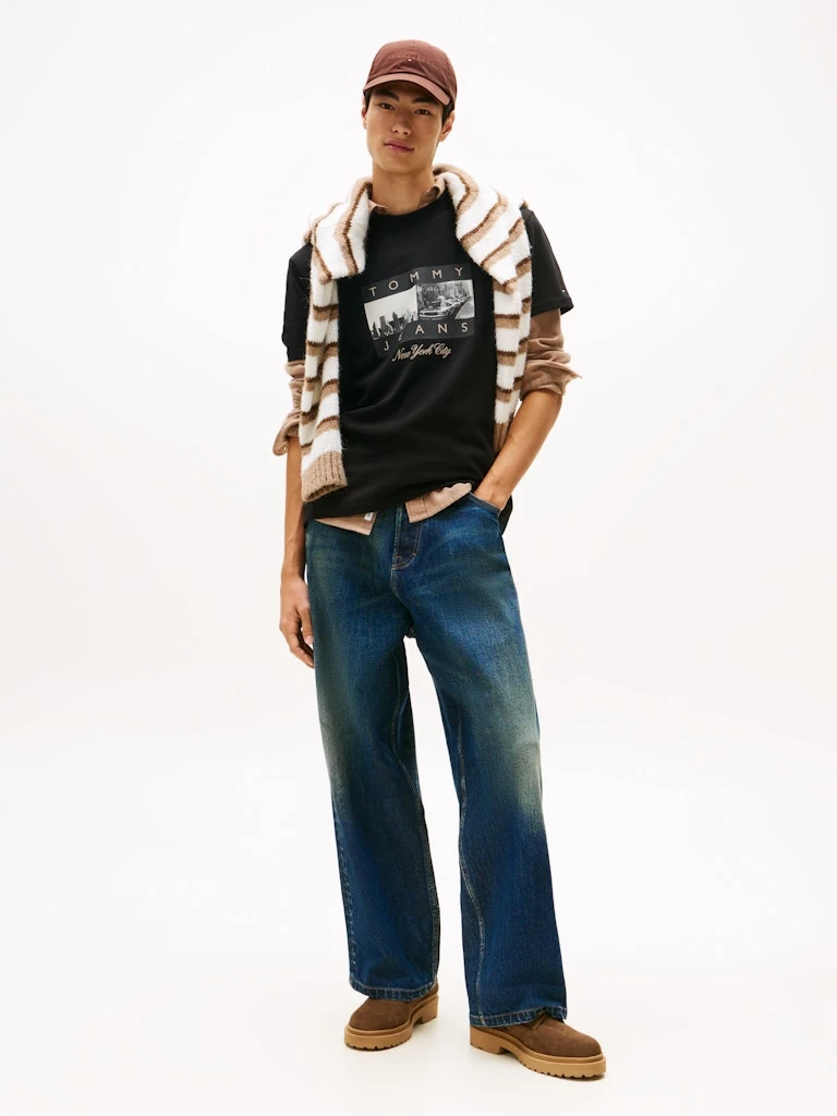 Tommy Hilfiger Erkek O Yaka Siyah T-Shirt