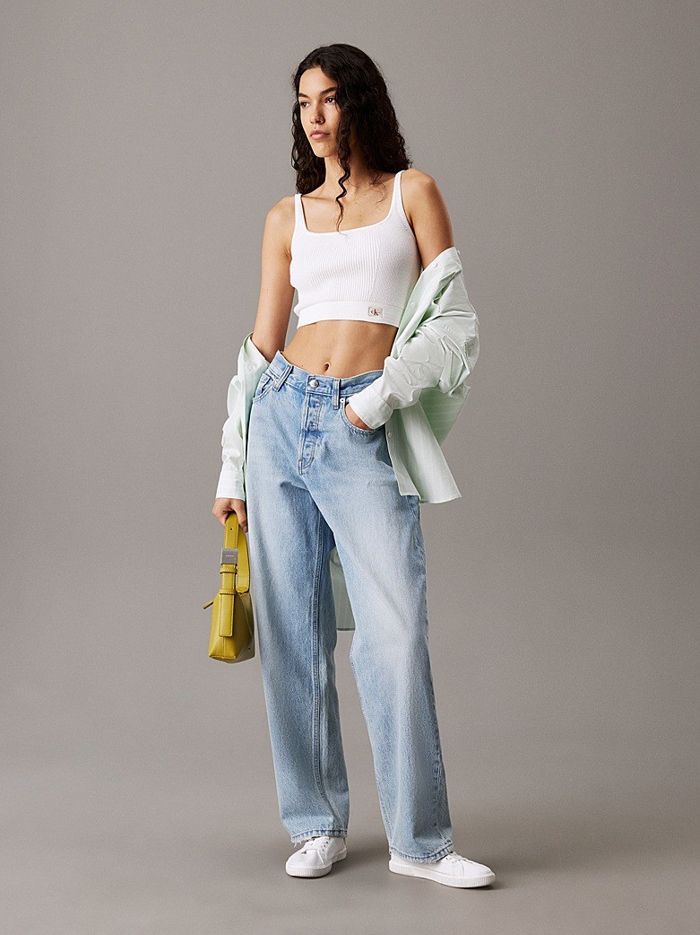 Calvin Klein Rejeneratif Pamuk Beyaz Kadın Askılı Triko - J20J225227YAA