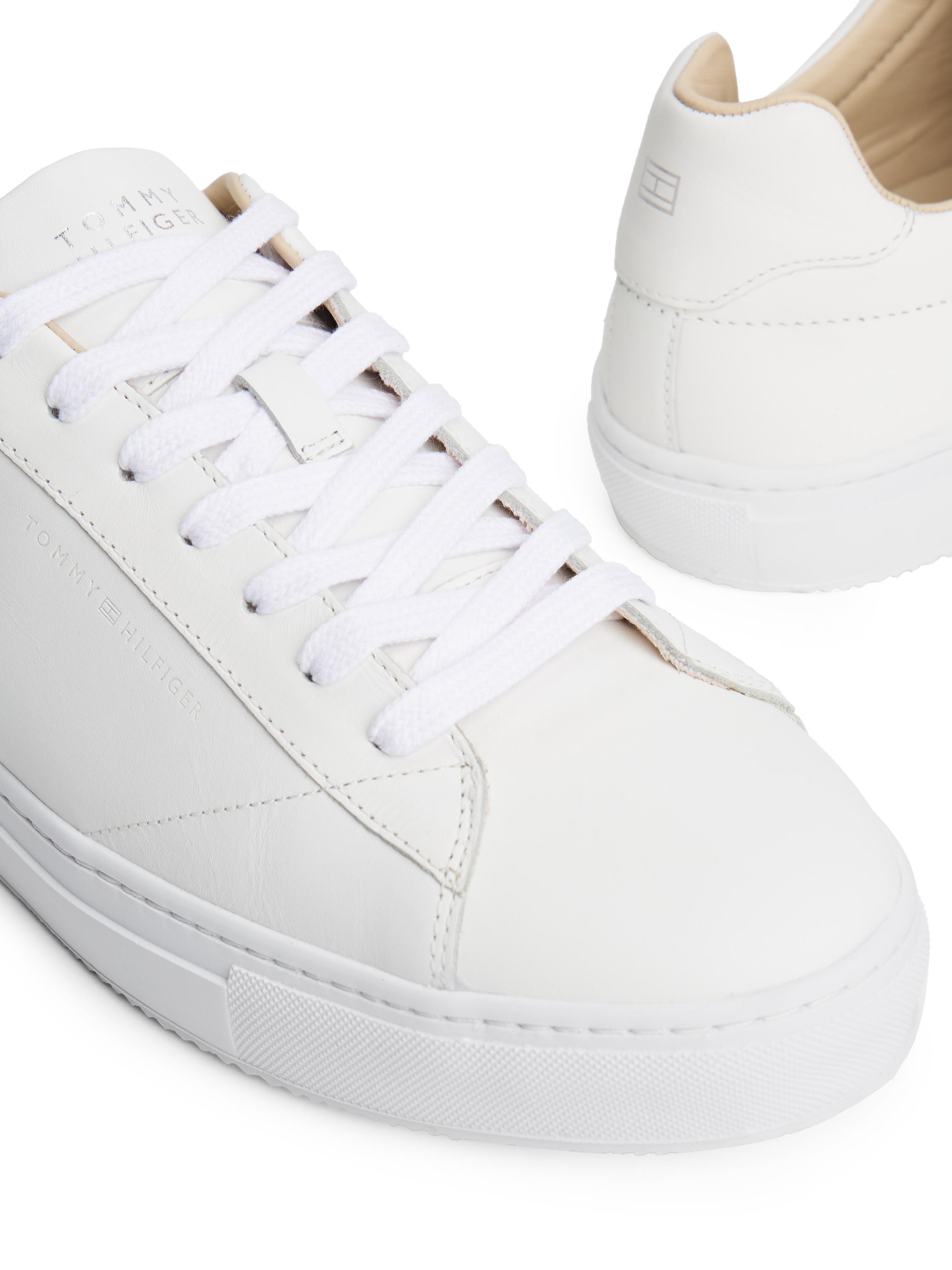 Tommy Hilfiger Deri Beyaz Erkek Kısa Taban Sneakers - FM0FM05412YBS