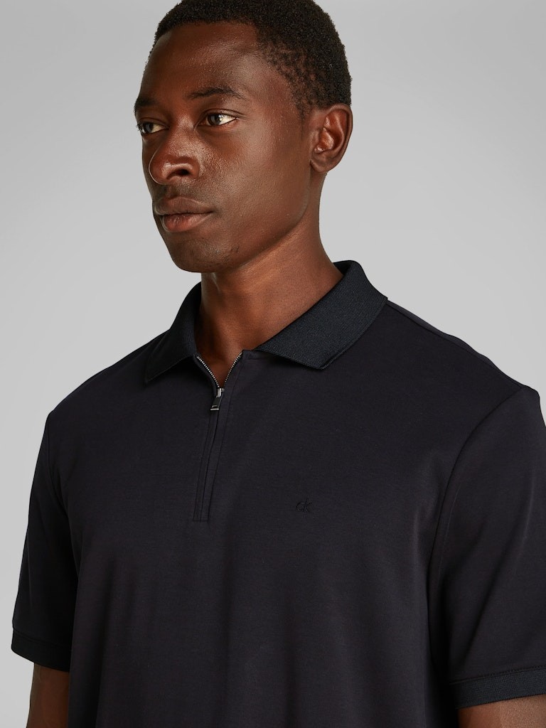 Calvin Klein Organik Pamuk Siyah Erkek Kısa Kollu Fermuarlı Polo Yaka T-Shirt - K10K112754BEH
