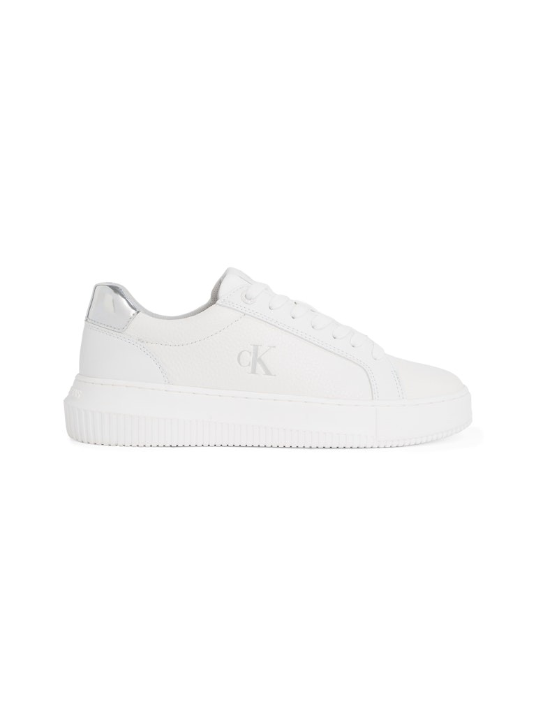Calvin Klein Deri Beyaz Kadın Kısa Taban Sneakers - YW0YW017690LI