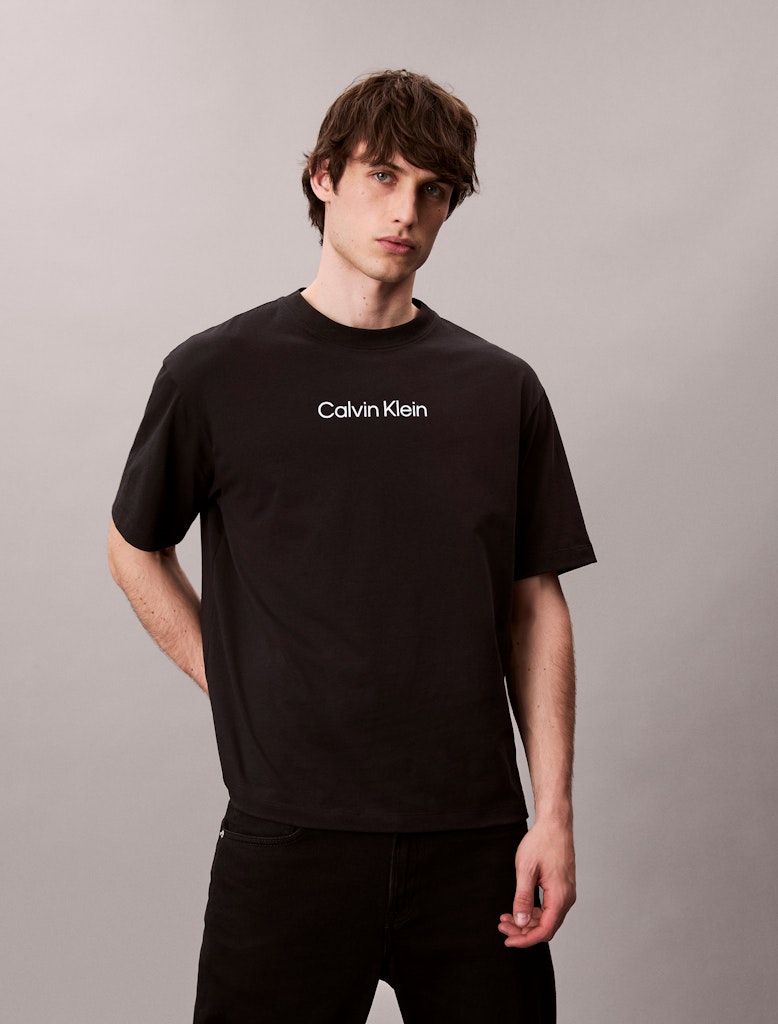 Calvin Klein Erkek Siyah O Yaka Logolu T-Shirt