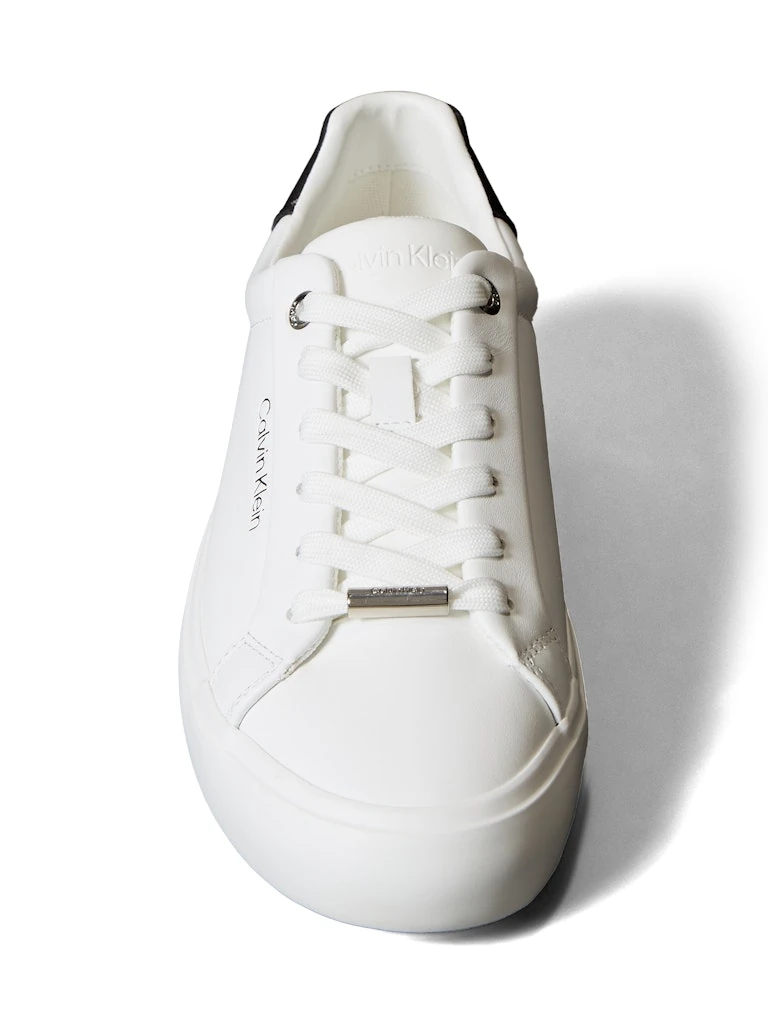 Calvin Klein Kadın Beyaz Deri Kısa Taban Klasik Sneakers