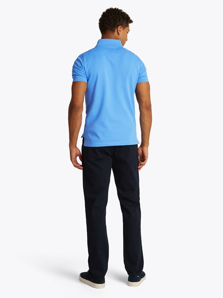 Tommy Hilfiger Organik Pamuk Mavi Erkek Kısa Kollu Düğmeli Polo Yaka T-Shirt - MW0MW17771C30