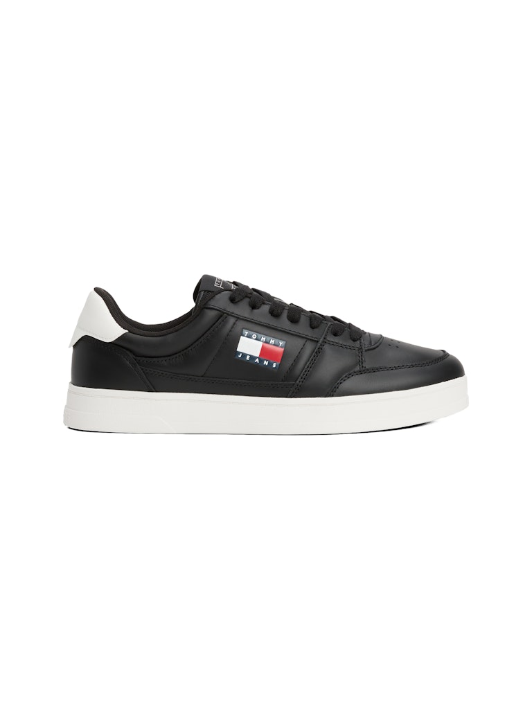 Tommy Hilfiger Deri Siyah Erkek Kısa Taban Sneakers