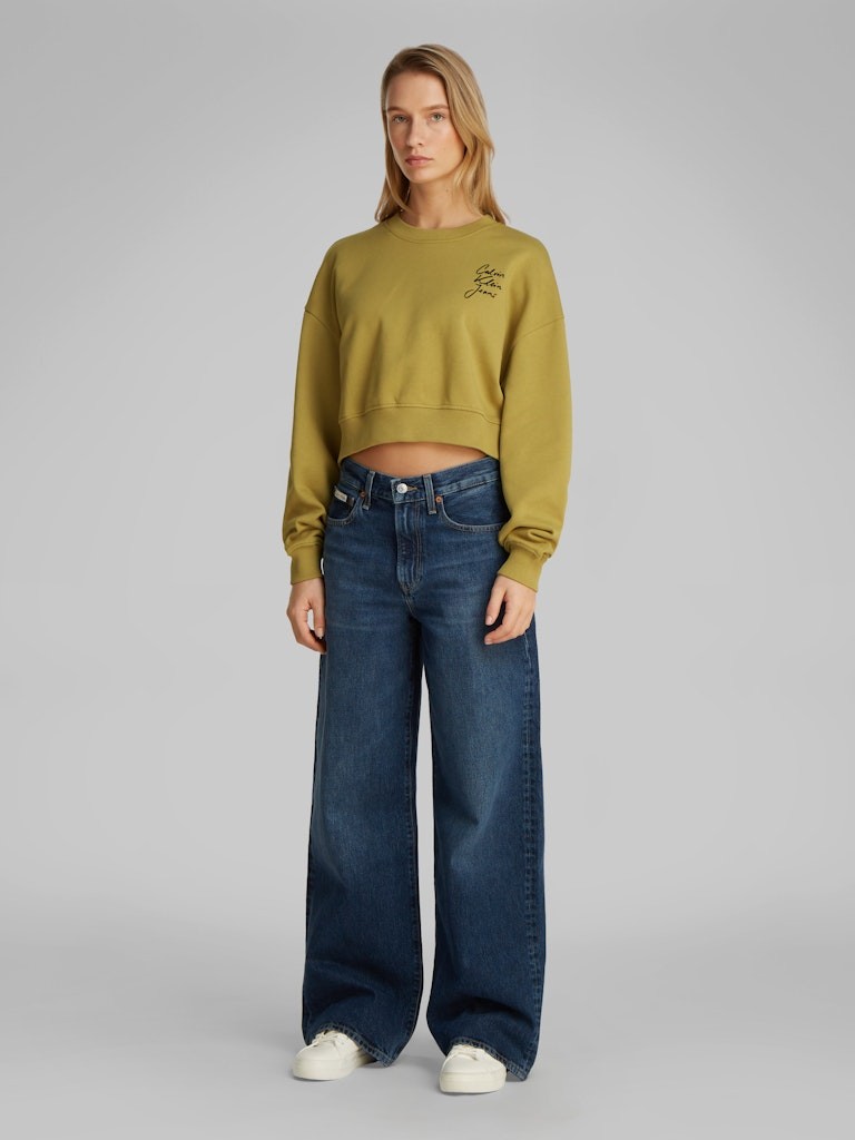 Calvin Klein Pamuk Haki Kadın O Yaka Sweatshirts - J20J224743LMD