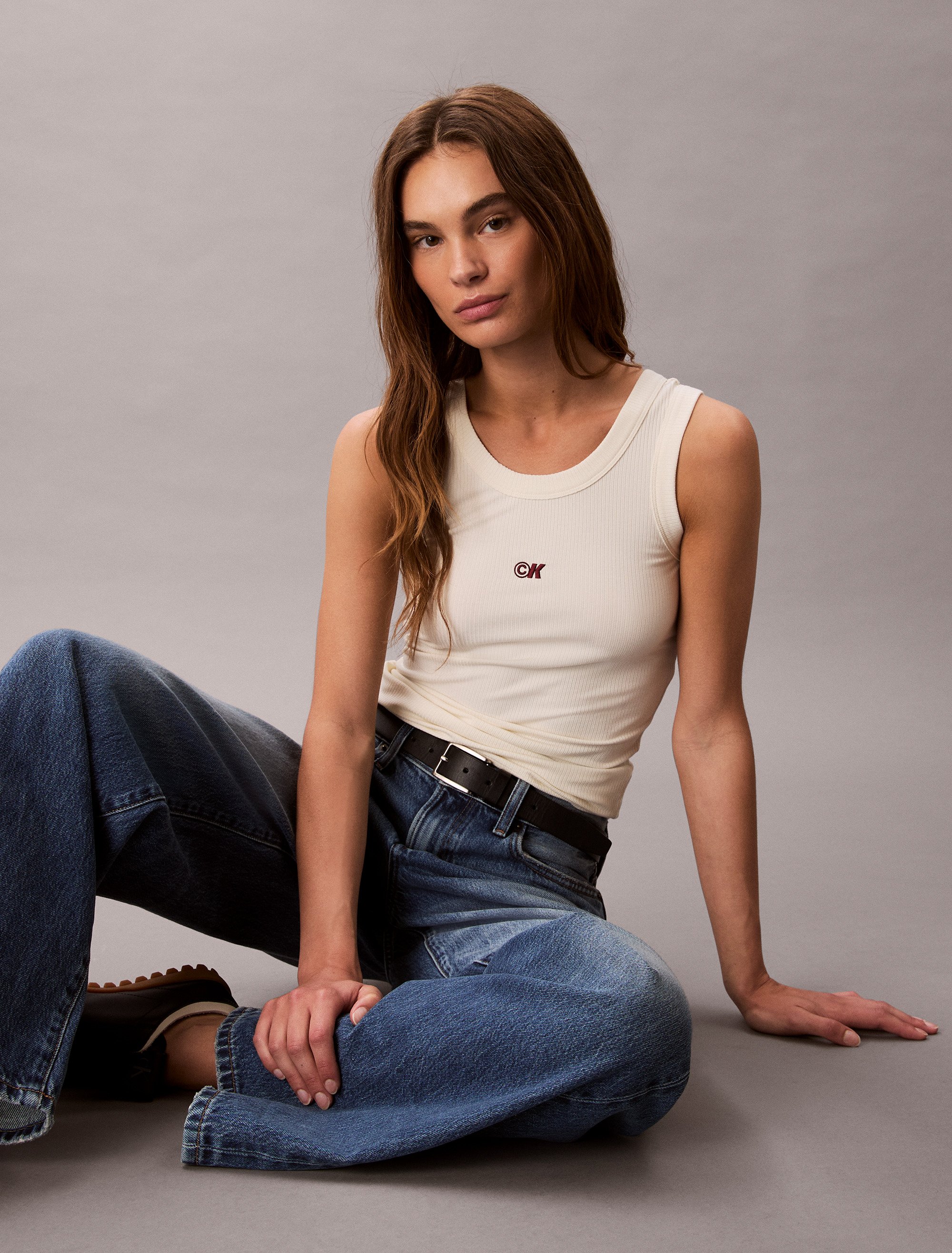 Calvin Klein Kadın Beyaz Atlet T Shirt