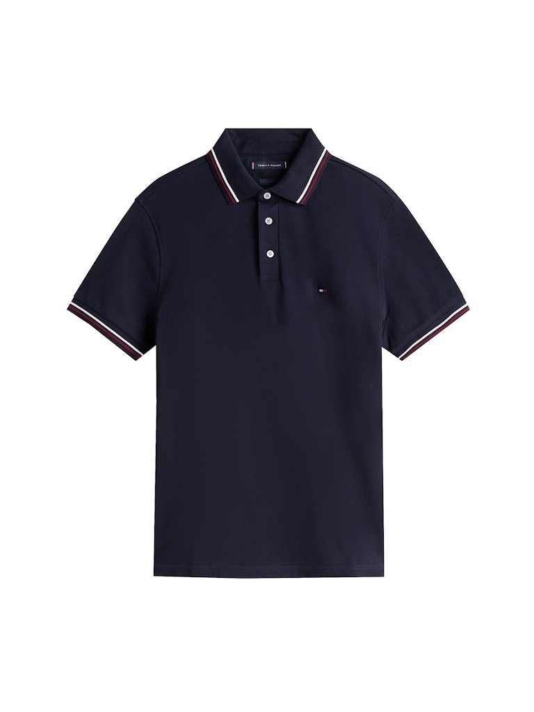 Tommy Hilfiger Pamuk Lacivert Erkek Kısa Kollu Düğmeli Polo Yaka T-Shirt - MW0MW37346DW5