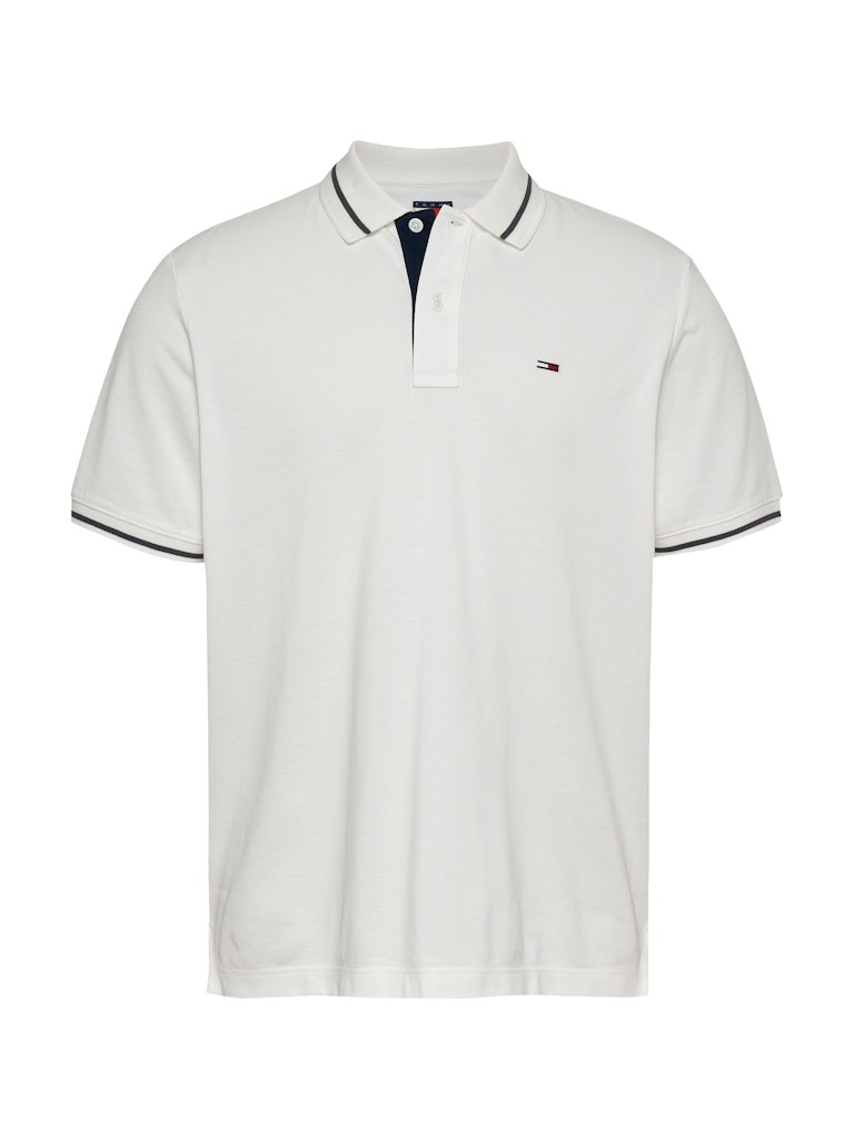 Tommy Hilfiger Rejeneratif Pamuk Beyaz Erkek Kısa Kollu Düğmeli Polo Yaka T-Shirt - DM0DM20745YBL