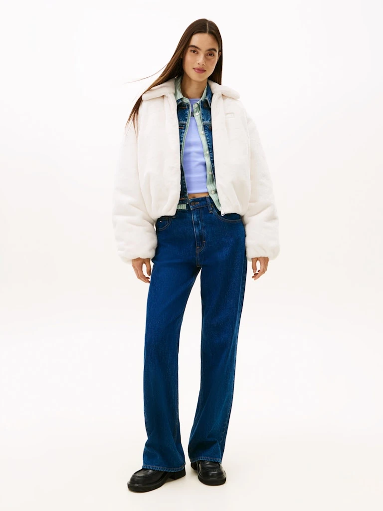 Tommy Hilfiger Kadın Ekru  Bomber  Mont