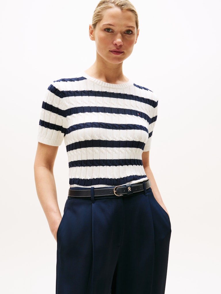 Tommy Hilfiger Kadın Beyaz O Yaka Triko - WW0WW456560FG