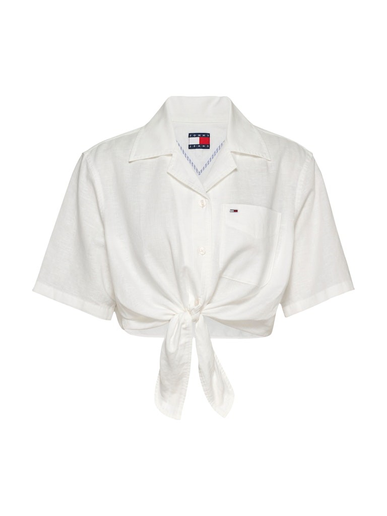 Tommy Hilfiger Pamuk Beyaz Kadın Kısa Kollu Gömlek
