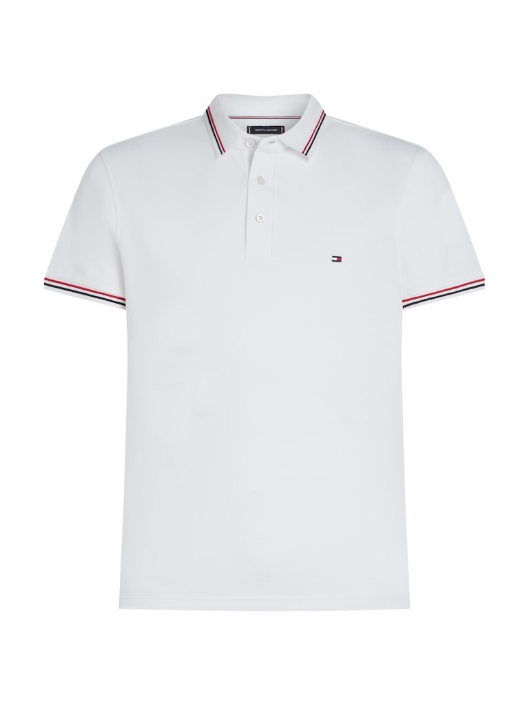 Tommy Hilfiger Pamuk Beyaz Erkek Kısa Kollu Düğmeli Polo Yaka T-Shirt - MW0MW37346YBR