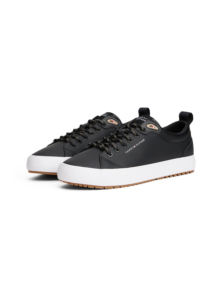 Tommy Hilfiger Erkek Siyah Kısa Taban Sneakers