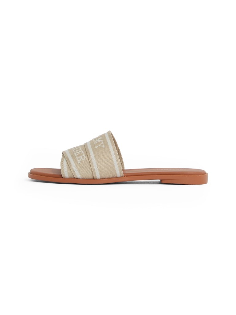 Tommy Hilfiger Bej Kadın Kısa Taban Tek Bantlı Sandalet - FW0FW08421ACC