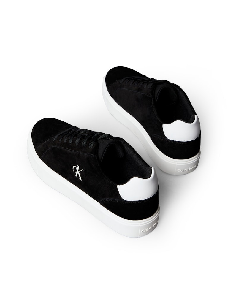 Calvin Klein Erkek Siyah Deri Kısa Taban Klasik Sneakers