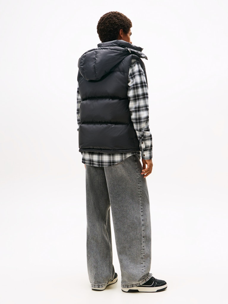 Tommy Hilfiger Erkek Kaz Tüyü Puffer Kapşonlu Siyah Yelek