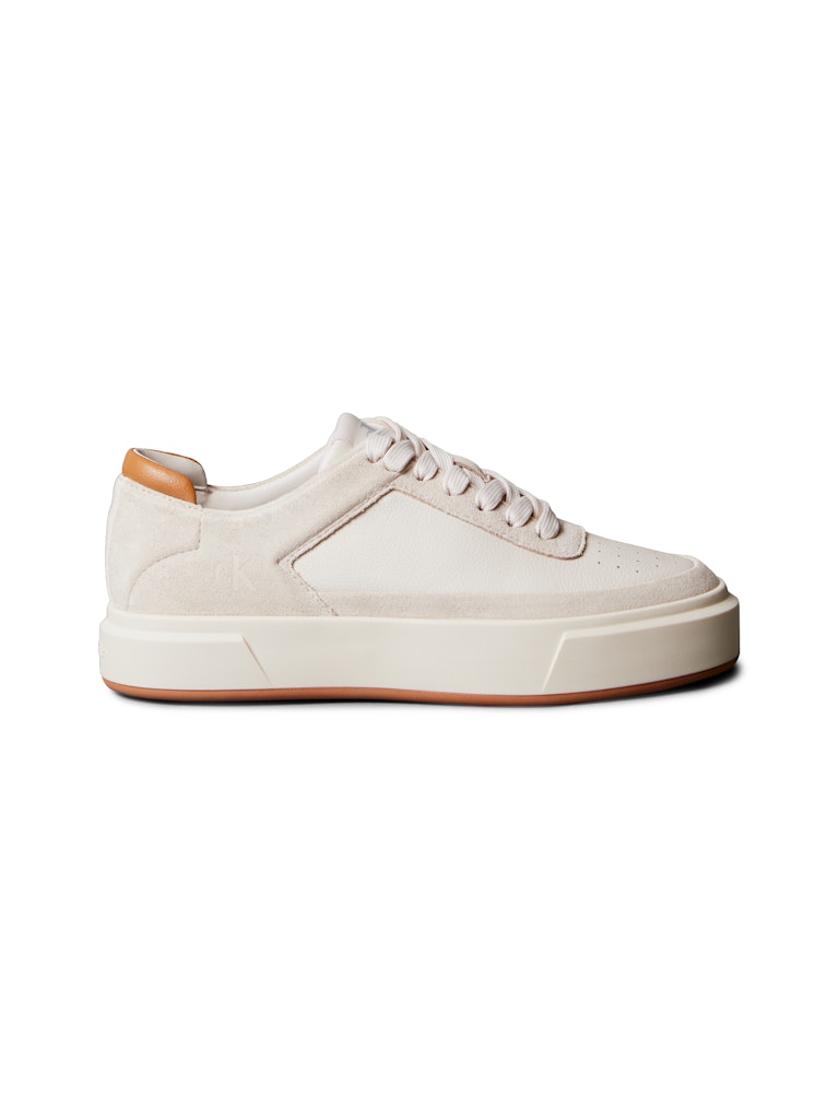 Calvin Klein Kadın Bej Deri Kısa Taban Basket Sneakers