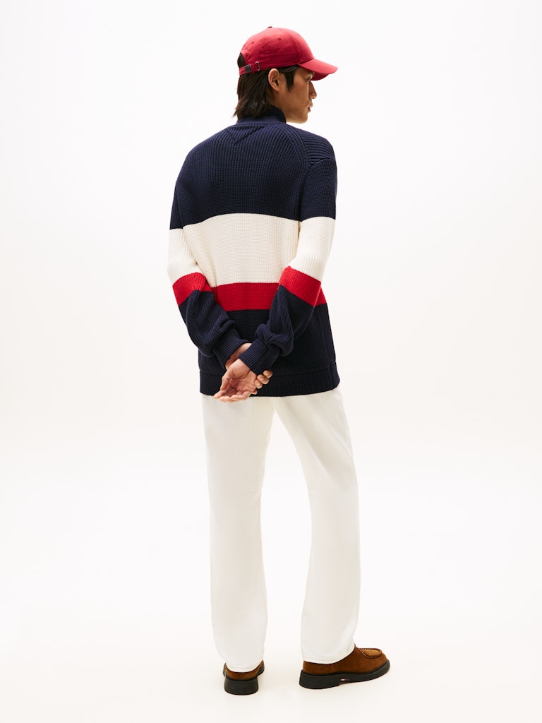 Tommy Hilfiger Erkek Tam Fermuar Lacivert Triko