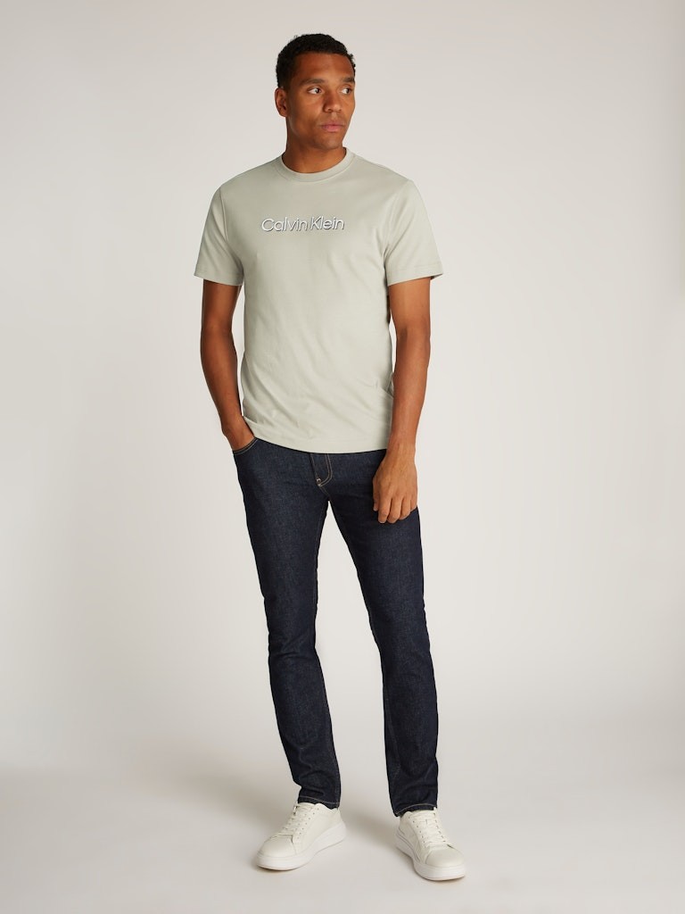 Calvin Klein Erkek Pamuklu Regular Fit Yuvarlak Yaka Kısa Kollu Gri T-Shirt - K10K114275PEO