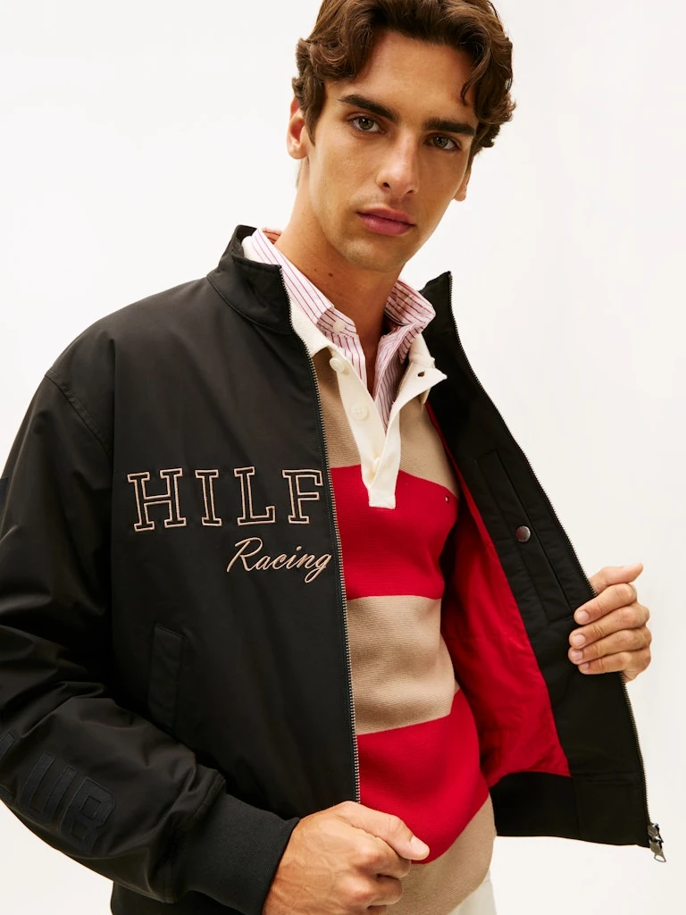 Tommy Hilfiger Erkek Siyah Bomber Racing Mont