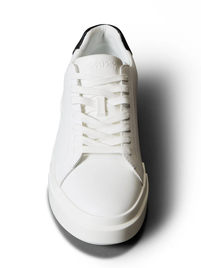 Calvin Klein Erkek Beyaz Deri Kısa Taban Chunky Sneakers