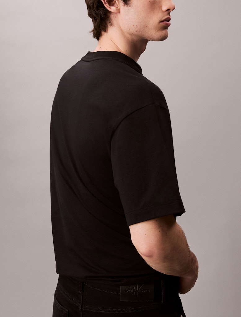 Calvin Klein Erkek Siyah O Yaka Logolu T-Shirt