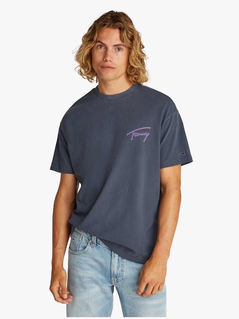 Tommy Hilfiger Rejeneratif Pamuk Mavi Erkek Kısa Kollu T-Shirt - DM0DM20768C1G