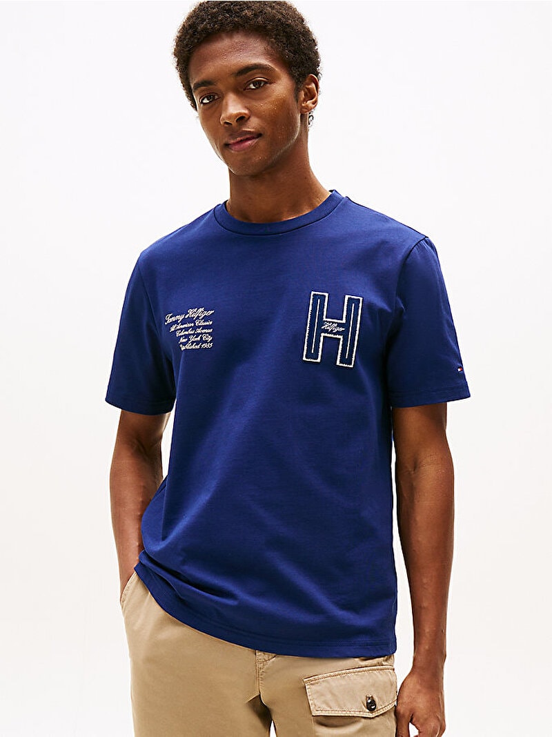 Tommy Hilfiger Lacivert Erkek Varsity Hilfiger T-shirt