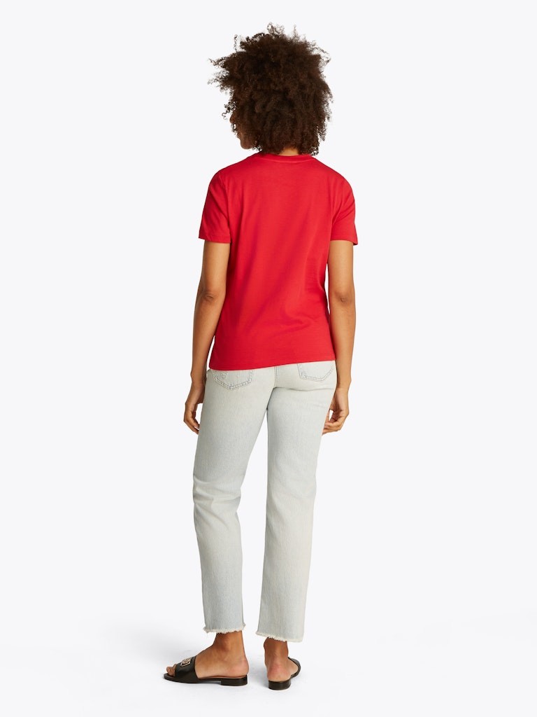 Tommy Hilfiger Rejeneratif Pamuk Kırmızı Kadın Kısa Kollu T-Shirt - WW0WW40276XLG