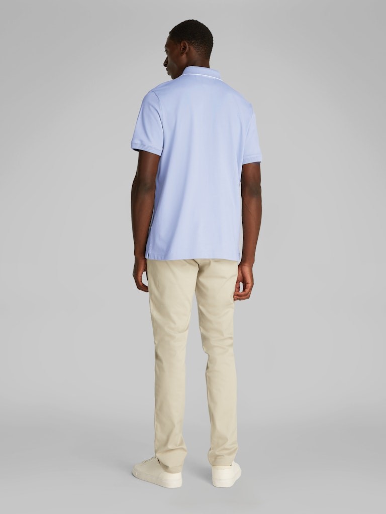 Calvin Klein Organik Pamuk Mavi Erkek Kısa Kollu Fermuarlı Polo Yaka T-Shirt - K10K112754DWE