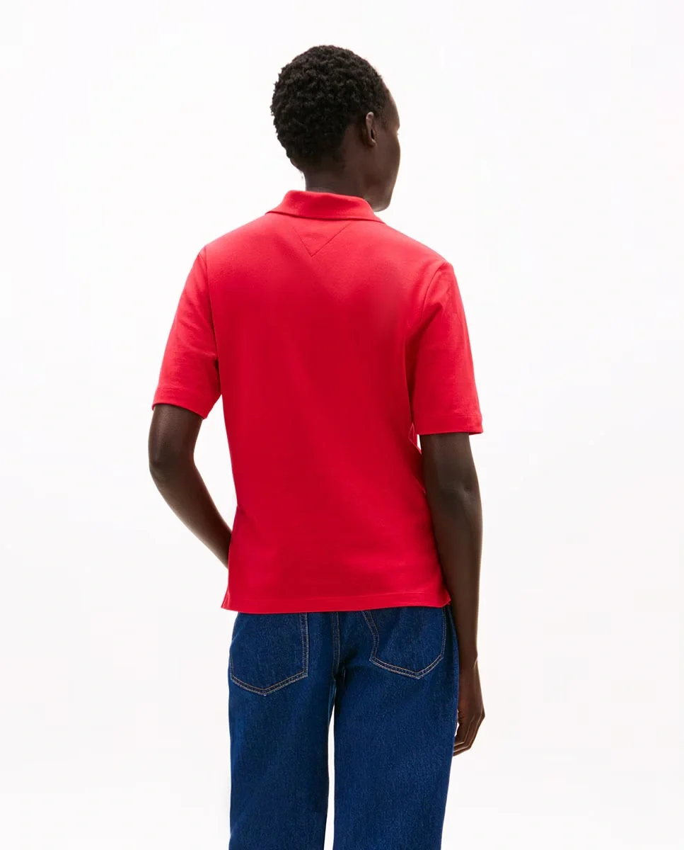 Tommy Hilfiger Kadın Regular Fit Kırmızı Polo Yaka T-shirt