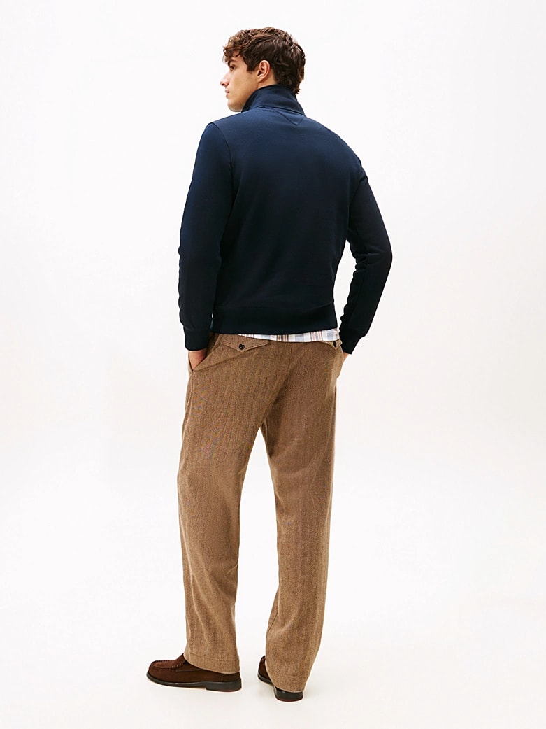 Tommy Hilfiger Erkek Yarım Fermuarlı Mavi Sweatshirt