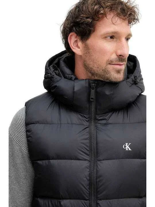 Calvin Klein Erkek Fermuarlı Kapşonlu Siyah Yelek