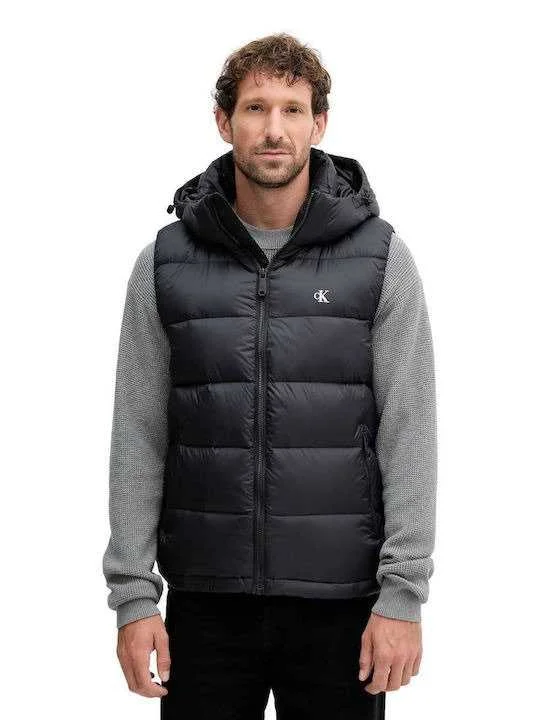 Calvin Klein Erkek Fermuarlı Kapşonlu Siyah Yelek