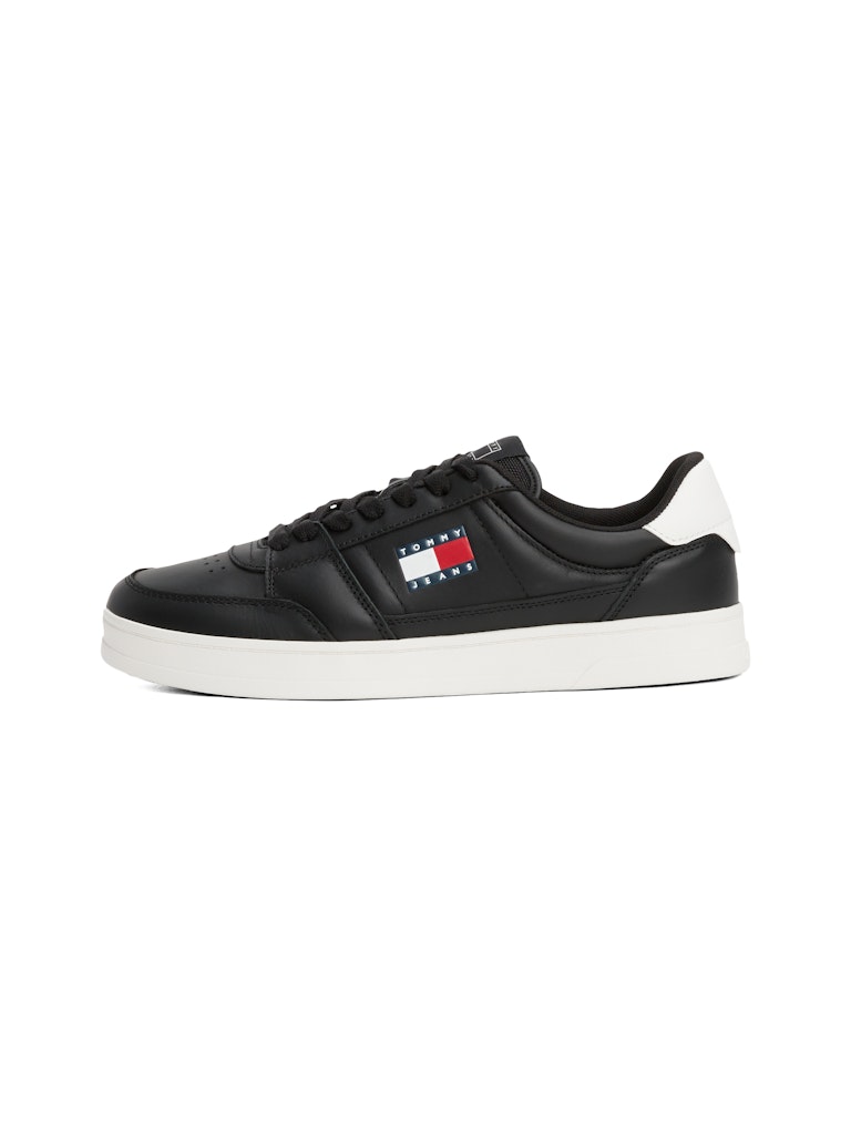 Tommy Hilfiger Deri Siyah Erkek Kısa Taban Sneakers