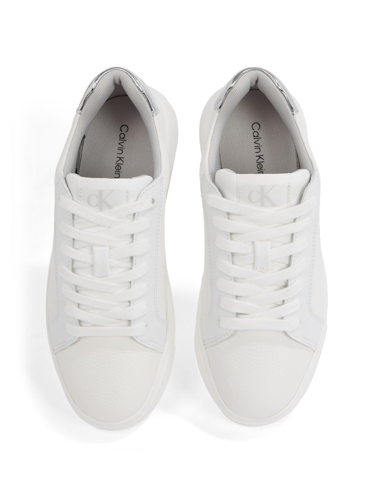 Calvin Klein Deri Beyaz Kadın Kısa Taban Sneakers - YW0YW017690LI