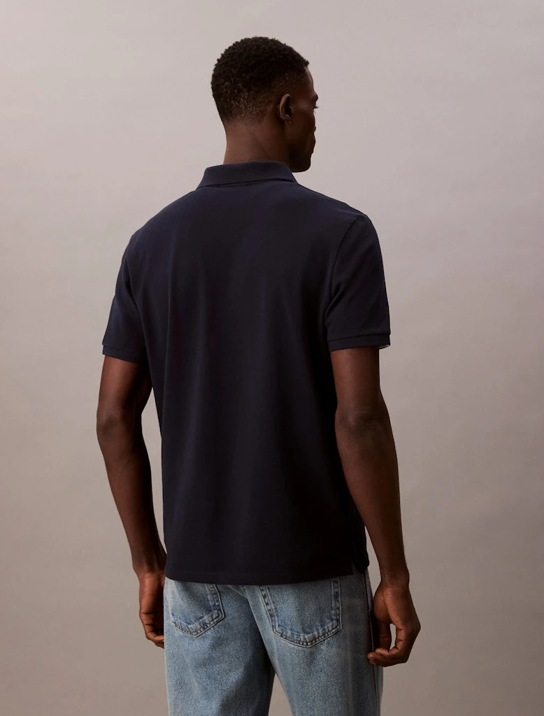 Calvin Klein Erkek Lacivert Pamuklu Düğmeli Polo Yaka T-Shirt