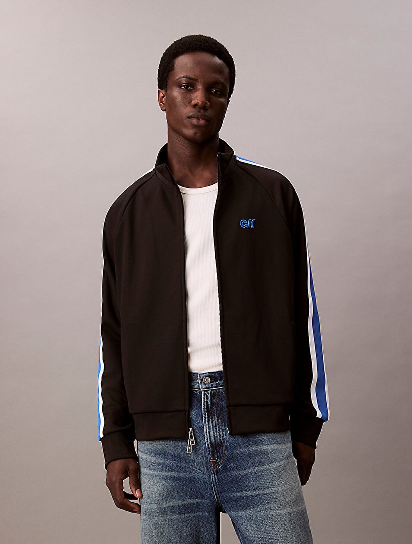 Calvin Klein Erkek Stretch Twill Track Siyah Sweatshirt
