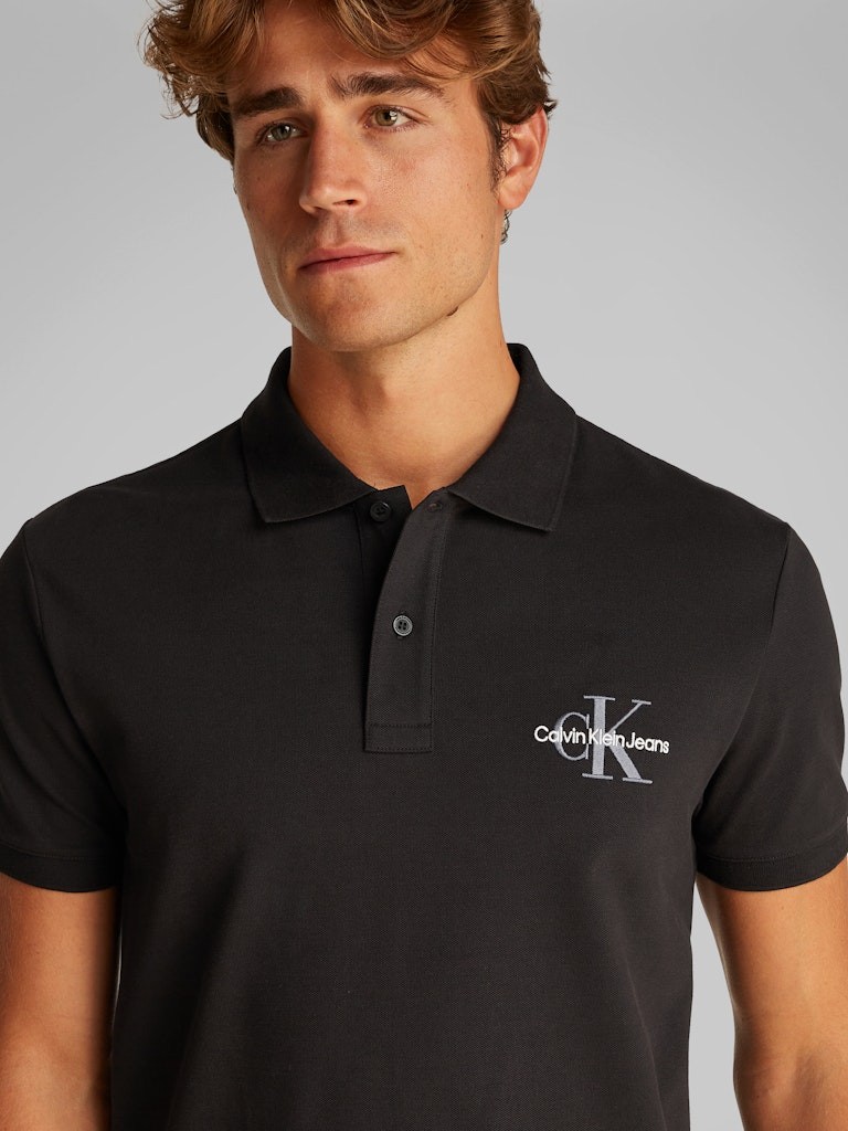 Calvin Klein Pamuk Siyah Erkek Kısa Kollu Düğmeli Polo Yaka T-Shirt - J30J3256640GM