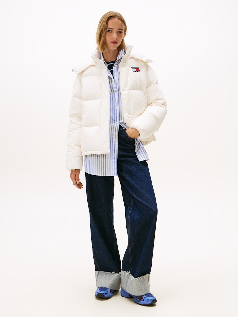 Tommy Hilfiger Kadın Kaz Tüyü Puffer Ekru Mont