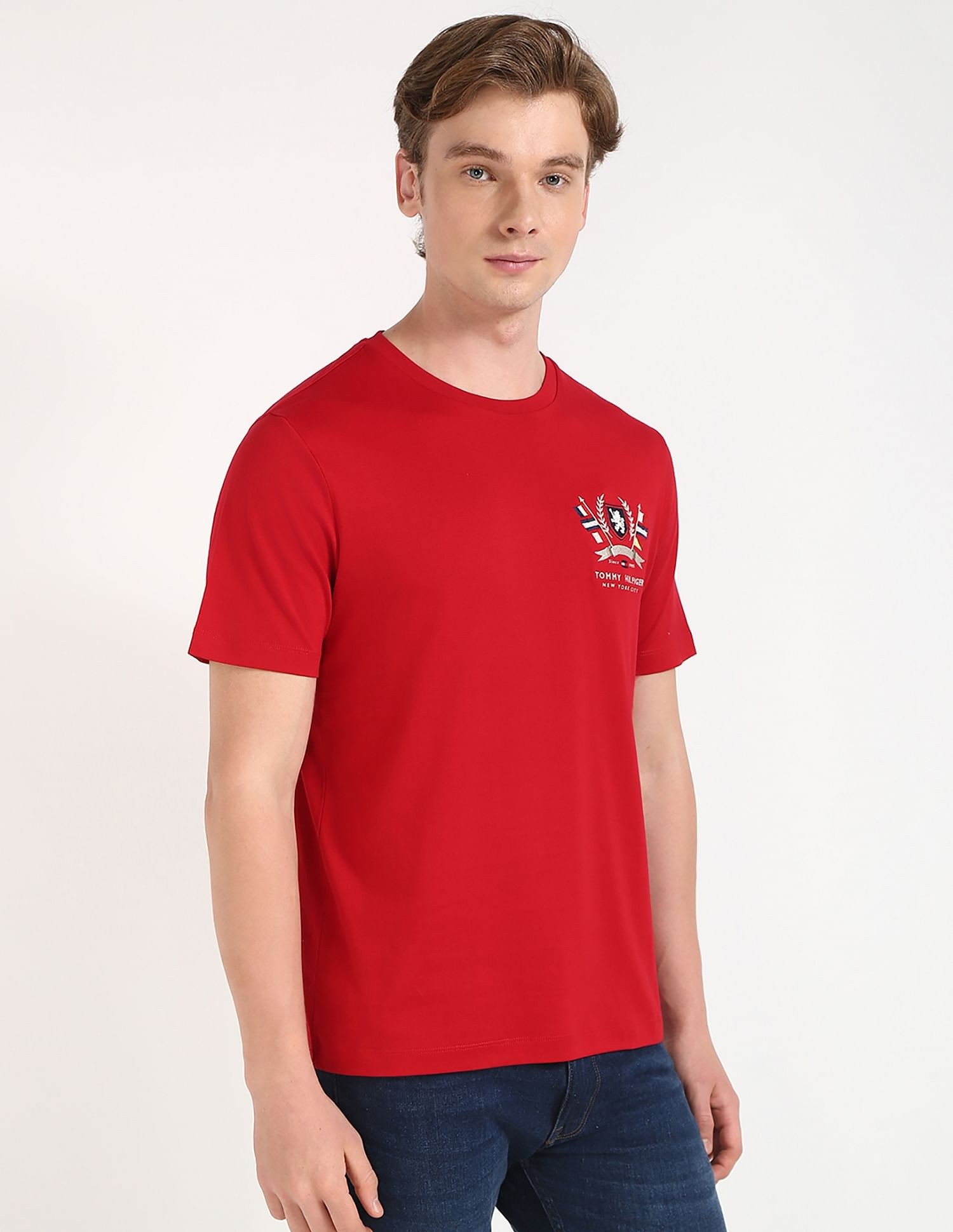 Tommy Hilfiger Pamuk Kırmızı Erkek Kısa Kollu T-Shirt - MW0MW39970XLD