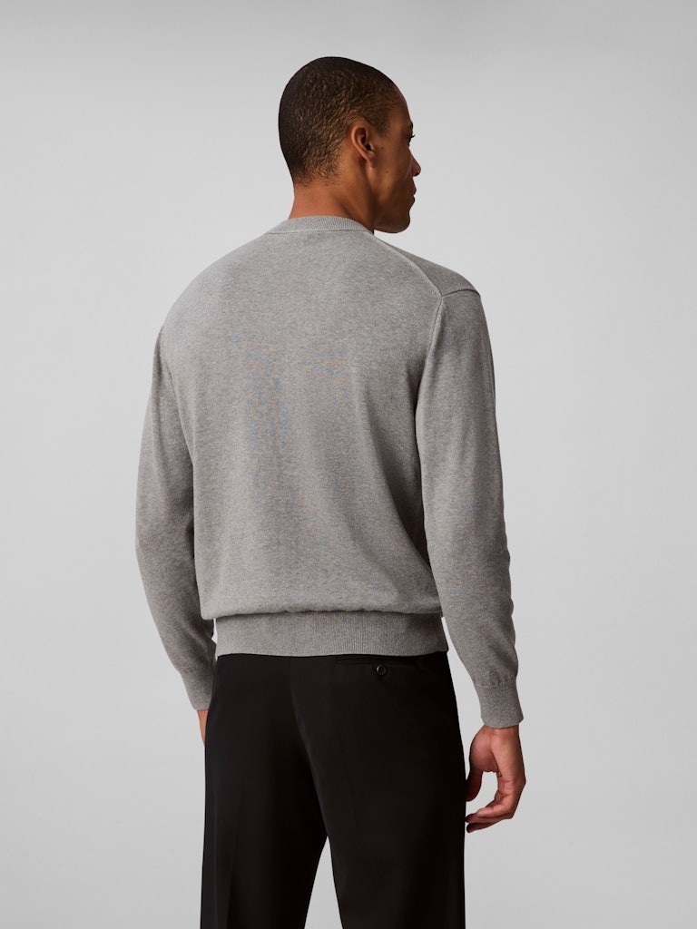 Calvin Klein Erkek Gri Pamuk O Yaka Triko