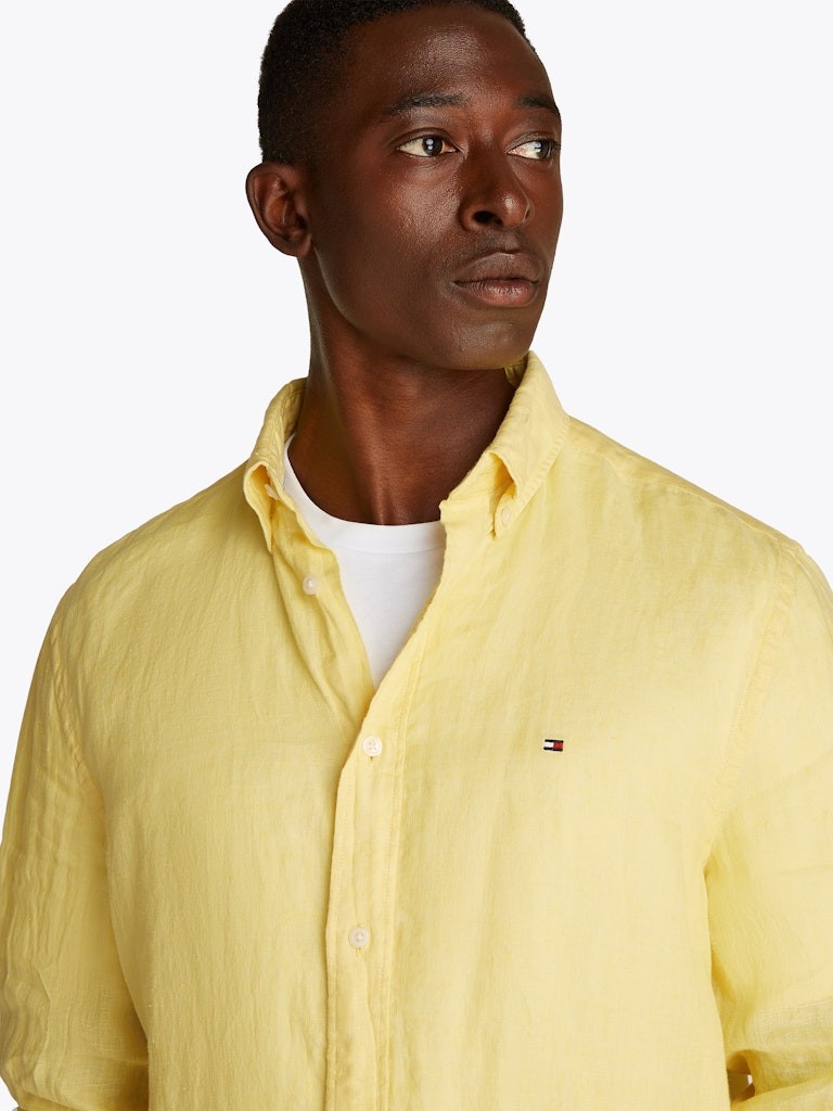 Tommy Hilfiger Keten Sarı Erkek Uzun Kollu Gömlek - MW0MW34602ZF0