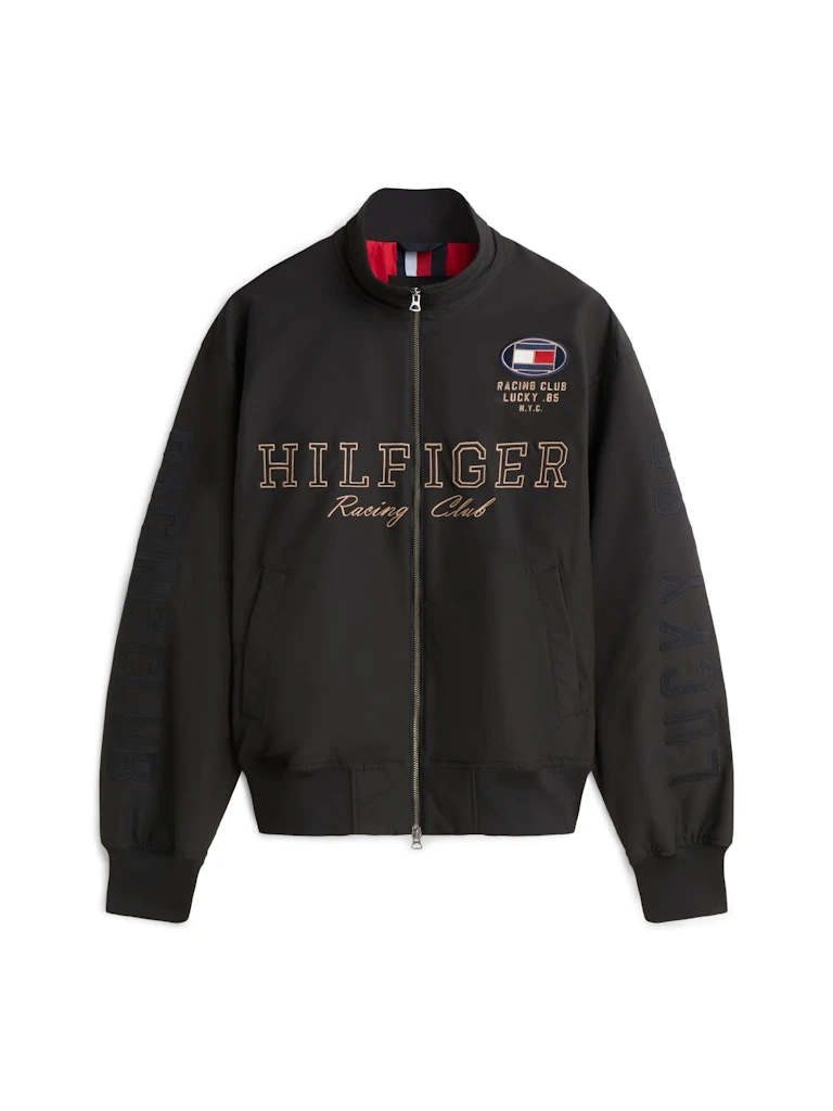 Tommy Hilfiger Erkek Siyah Bomber Racing Mont